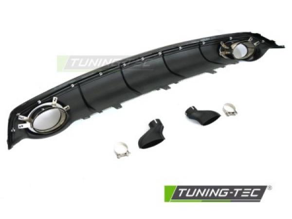 Upgrade Sport Design Heck Diffusor für Audi A7 C7 Facelift Sportback 14-18 Hochglanz schwarz + Chrom Blenden