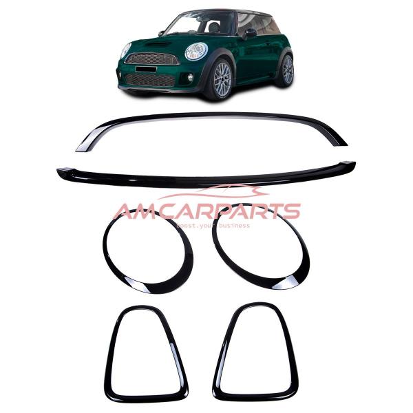 "Blackshine" Upgrade Rahmen/Blenden Set für Grill / Scheinwerfer / Rückleuchten für Mini Cooper R56 / R57 06-13 Hochglanz-schwarz
