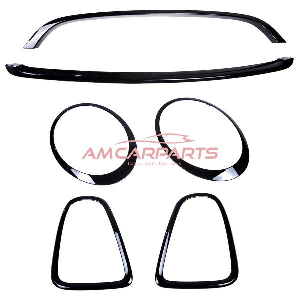 "Blackshine" Upgrade Rahmen/Blenden Set für Grill / Scheinwerfer / Rückleuchten für Mini Cooper R56 / R57 06-13 Hochglanz-schwarz