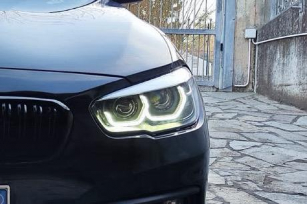 VOLL LED Tagfahrlicht Angel Eyes Scheinwerfer für BMW 1er F20/F21 LCI (Facelift) 15-19 schwarz