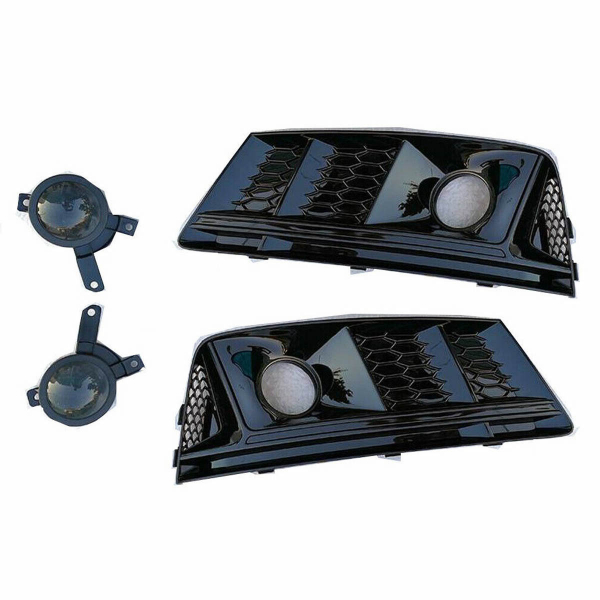 Upgrade Design Nebelscheinwerfer+Gitter Set für Audi A4 B9 16-19 Hochglanz schwarz