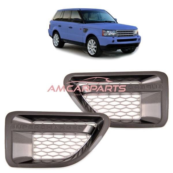Upgrade Lufteinlass / Kotflügel-Blenden Set für Land Rover Range Rover Sport 1 Vor-Facelift 05-09 grau/silber