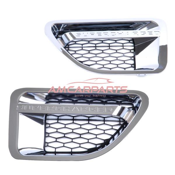 Upgrade Lufteinlass / Kotflügel-Blenden Set für Land Rover Range Rover Sport 1 Vor-Facelift 05-09 schwarz/chrom