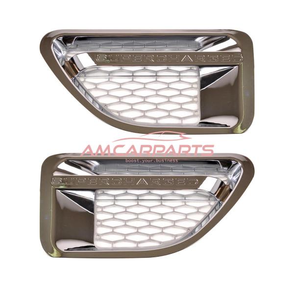Upgrade Lufteinlass / Kotflügel-Blenden Set für Land Rover Range Rover Sport 1 Vor-Facelift 05-09 silber/chrom