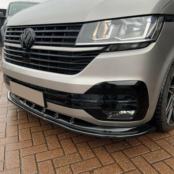 "Upgrade-Bus" Frontspoiler / Lippe V4 für VW T6.1 Transporter / Caravelle / Multivan 19-23 Hochglanz schwarz mit ABE
