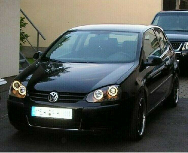 LED Angel Eyes Scheinwerfer für VW Golf 5 03-09 schwarz