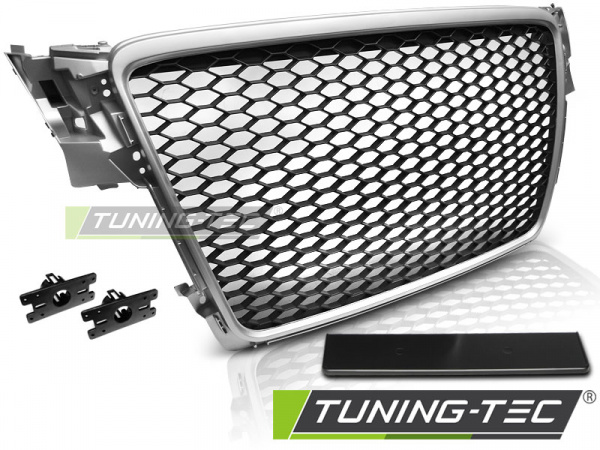 Upgrade Sportgrill / Kühlergrill für Audi A4 B8 (8K) 08-11 matt silber in Wabendesign