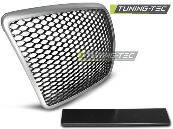 Upgrade Sportgrill / Kühlergrill für Audi A6 C6 (4F) 09-11 matt silber in Wabendesign