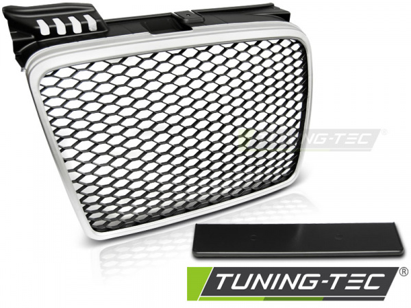Upgrade Sportgrill / Kühlergrill für Audi A4 B7 (8E) 04-08 matt silber in Wabendesign