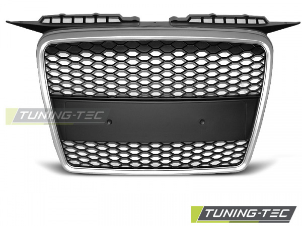 Upgrade Sportgrill / Kühlergrill für Audi A3 8P 04-08 matt silber in Wabendesign