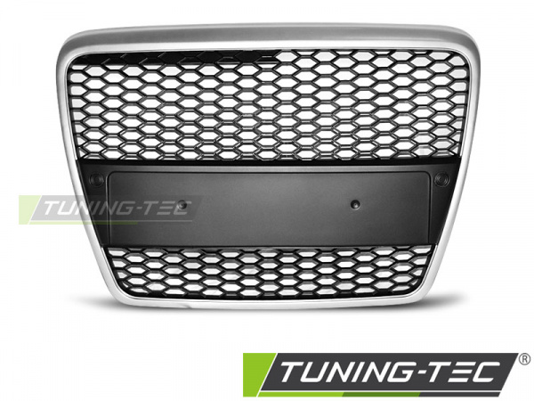 Upgrade Sportgrill / Kühlergrill für Audi A6 C6 (4F) 04-08 matt silber in Wabendesign