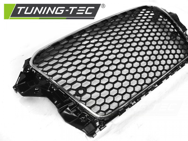 Upgrade Sportgrill / Kühlergrill für Audi A3 8V 12-16 Hochglanz schwarz/chrom in Wabendesign
