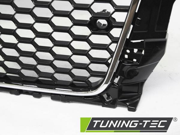 Upgrade Sportgrill / Kühlergrill für Audi A3 8V 12-16 Hochglanz schwarz/chrom in Wabendesign
