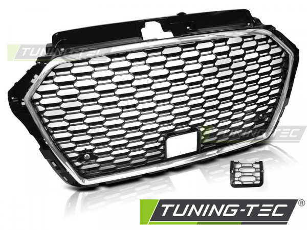 Upgrade Sportgrill / Kühlergrill für Audi A3 8V Facelift 17+  Hochglanz schwarz/chrom in Wabendesign