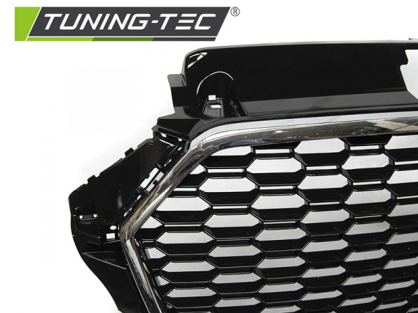 Upgrade Sportgrill / Kühlergrill für Audi A3 8V Facelift 17+  Hochglanz schwarz/chrom in Wabendesign