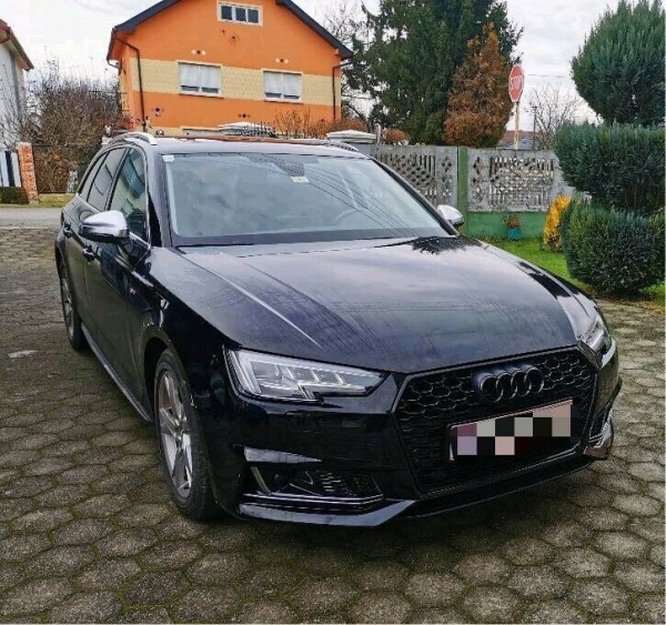 Upgrade Sportgrill / Kühlergrill für Audi A4 B9 (8W) 15-19 Hochglanz schwarz in Wabendesign mit PDC