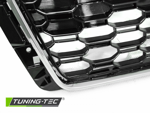 Upgrade Sportgrill / Kühlergrill für Audi A4 B9 (8W) 15-19 chrom/Hochglanz schwarz in Wabendesign