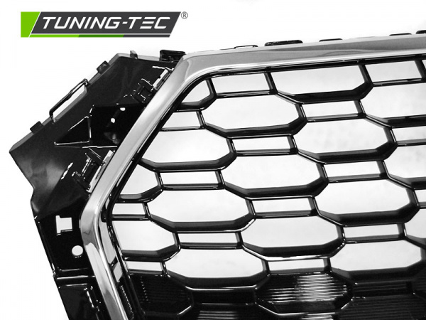 Upgrade Sportgrill / Kühlergrill für Audi A4 B9 (8W) 15-19 chrom/Hochglanz schwarz in Wabendesign