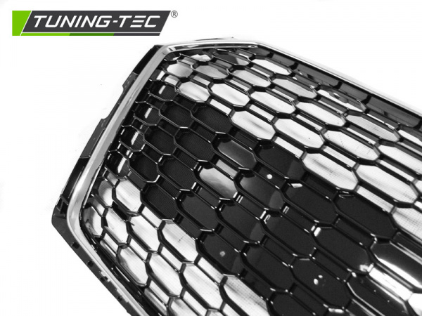 Upgrade Sportgrill / Kühlergrill für Audi A5 Coupe Cabrio Sportback (F53, F57, F5A) 2016+ hochglanz schwarz/chrom in Wabendesign