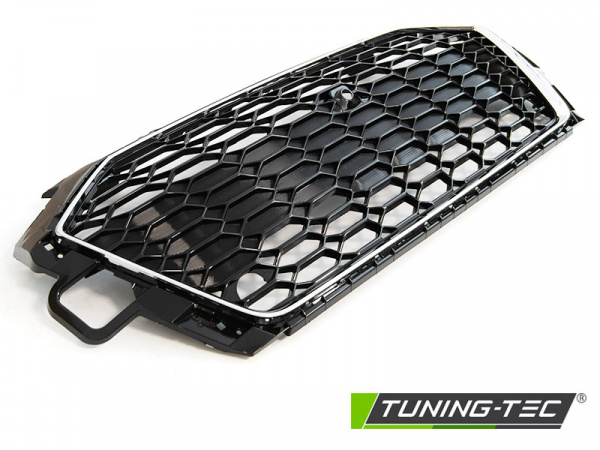 Upgrade Sportgrill / Kühlergrill für Audi A4 B9 (8W) ab 2019 (Facelift) chrom/Hochglanz schwarz in Wabendesign mit PDC