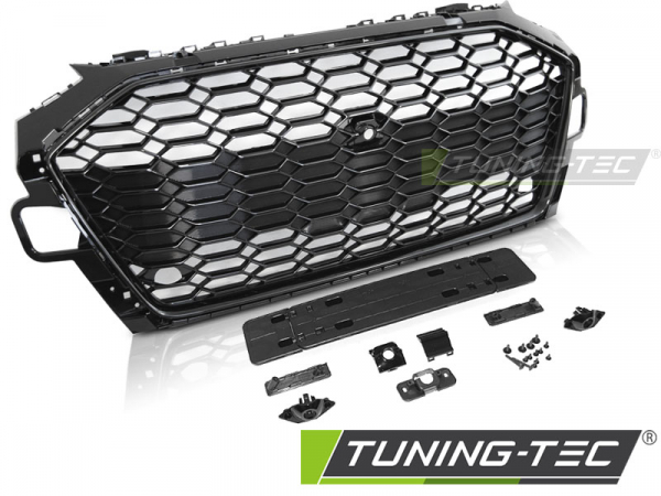 Upgrade Sportgrill / Kühlergrill für Audi A4 B9 (8W) ab 2019 (Facelift) Hochglanz schwarz in Wabendesign mit PDC