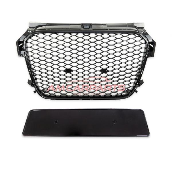 Upgrade Sportgrill / Kühlergrill für Audi A1 8X 10-14 Hochglanz Schwarz in Wabendesign