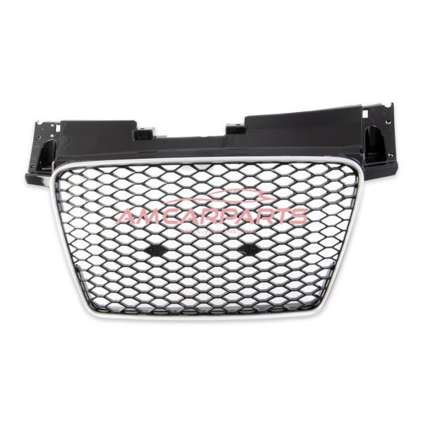 Upgrade Sportgrill / Kühlergrill für Audi TT 8J Coupe/Roadster 06-14 Hochglanz Schwarz / Silber in Wabendesign