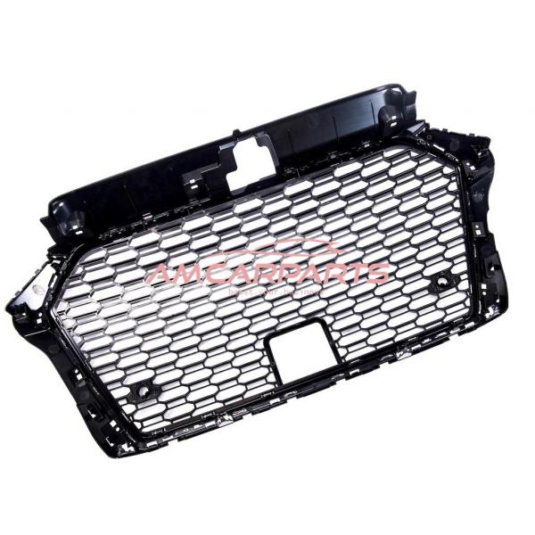 Upgrade Sportgrill / Kühlergrill für Audi A3 8V Facelift 16-20 Hochglanz Schwarz / Chrom in Wabendesign