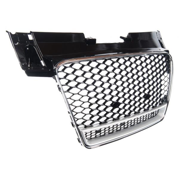 Upgrade "Plus" Sportgrill / Kühlergrill für Audi TT 8J Coupe/Roadster 06-14 Hochglanz Schwarz / Silber in Wabendesign
