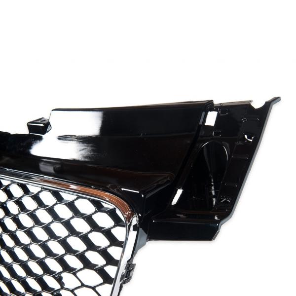 Upgrade "Plus" Sportgrill / Kühlergrill für Audi TT 8J Coupe/Roadster 06-14 Hochglanz Schwarz / Silber in Wabendesign