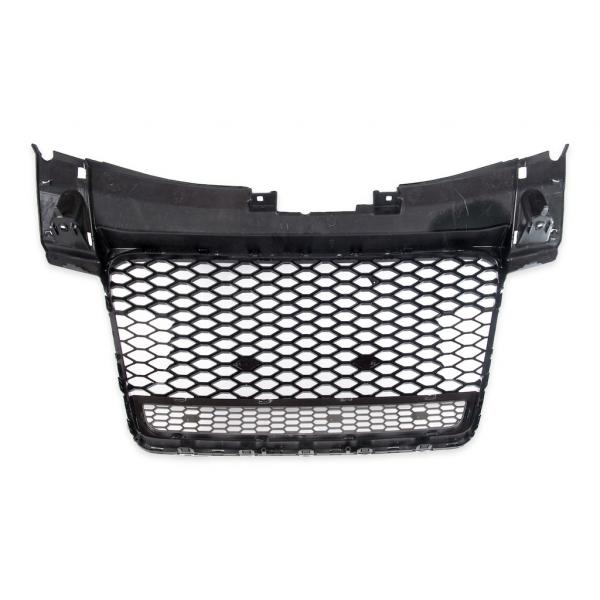 Upgrade "Plus" Sportgrill / Kühlergrill für Audi TT 8J Coupe/Roadster 06-14 Hochglanz Schwarz / Silber in Wabendesign