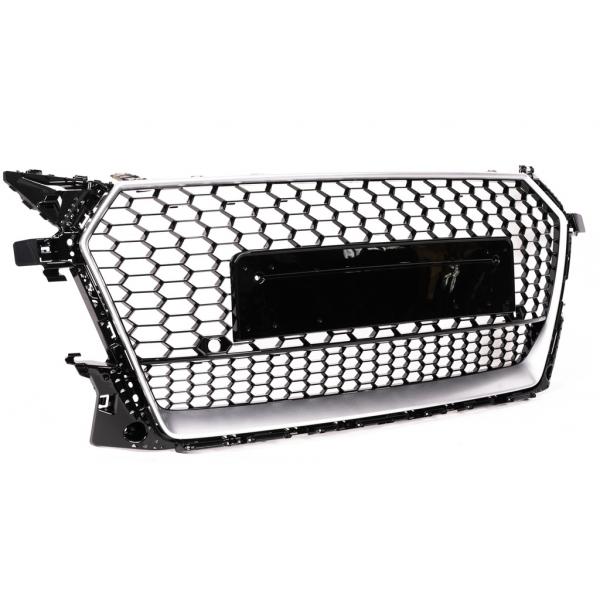 Upgrade "Plus" Sportgrill / Kühlergrill für Audi TT 8S Coupe/Cabrio/Roadster 14-18 Silber / Hochglanz Schwarz in Wabendesign
