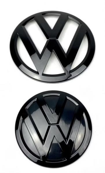 Upgrade Design Original VW Logo / Emblem Set (vorn+Hinten) für Volkswagen T6 15-19 und T6.1 ab 2019 Hochglanz schwarz