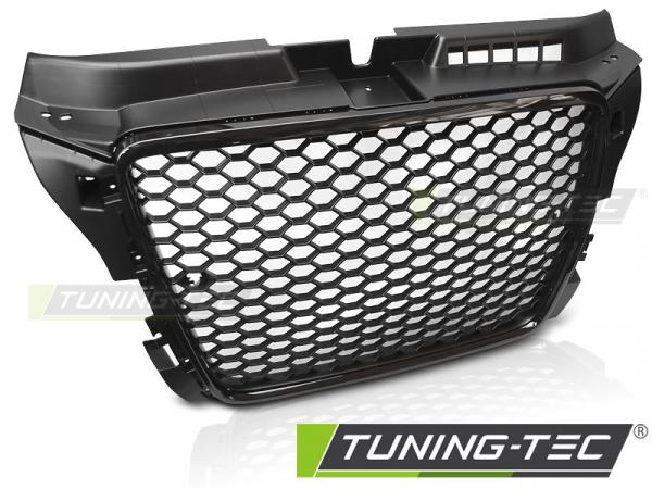Upgrade Sportgrill / Kühlergrill für Audi A3 8P Facelift 08-12 Hochglanz schwarz in Wabendesign mit PDC