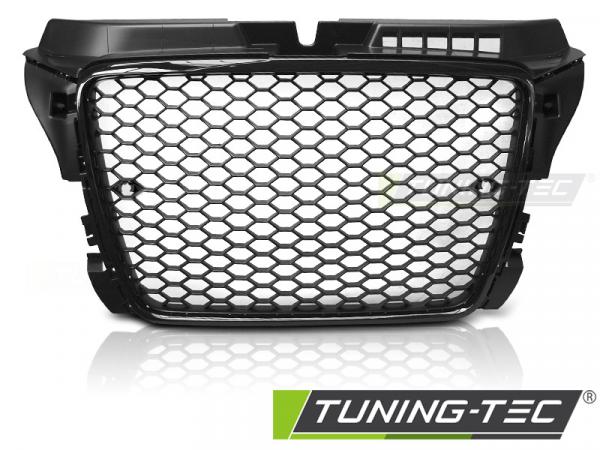 Upgrade Sportgrill / Kühlergrill für Audi A3 8P Facelift 08-12 Hochglanz schwarz in Wabendesign mit PDC