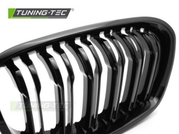 Upgrade Sportgrill / Kühlergrill Nieren für BMW 1er F20/F21 11-14 Hochglanz schwarz in Doppelsteg Design