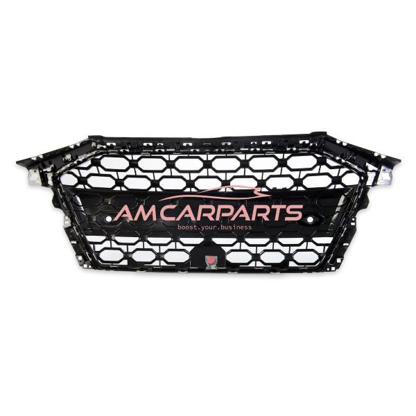 Upgrade Sportgrill / Kühlergrill für Audi A3 8Y 20+ Hochglanz Schwarz / Matt Silber in Wabendesign