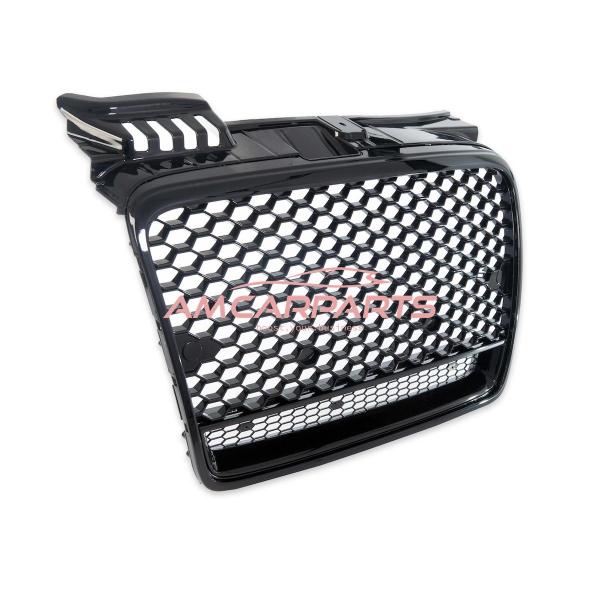 Upgrade "Plus" Sportgrill / Kühlergrill für Audi A4 B7 8E 04-07 Hochglanz Schwarz in Wabendesign