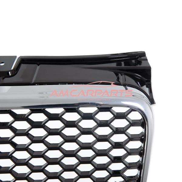 Upgrade "Plus" Sportgrill / Kühlergrill für Audi A4 B7 8E 04-07 Hochglanz Schwarz / Chrom in Wabendesign
