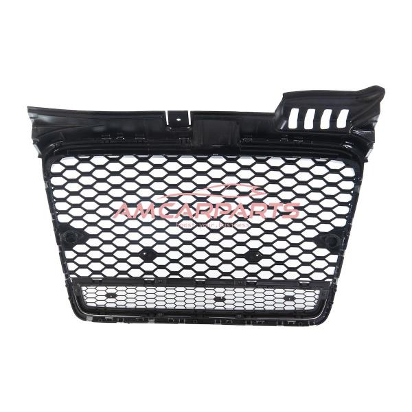 Upgrade "Plus" Sportgrill / Kühlergrill für Audi A4 B7 8E 04-07 Hochglanz Schwarz / Chrom in Wabendesign