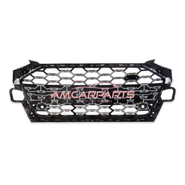 Upgrade Sportgrill / Kühlergrill für Audi A4 B9 8W Facelift 20-24 Hochglanz Schwarz / Matt Silber in Wabendesign
