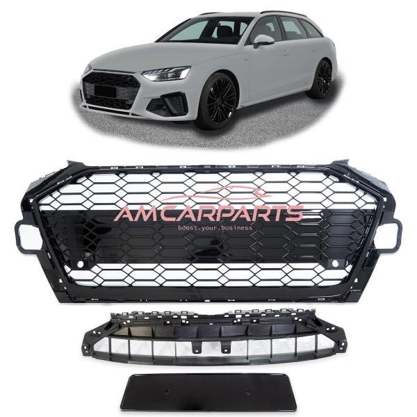 Upgrade Sportgrill / Kühlergrill für Audi A4 B9 8W Facelift 20-24 Hochglanz Schwarz in Wabendesign