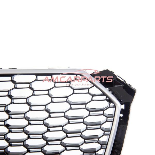 Upgrade "Plus" Sportgrill / Kühlergrill für Audi A5 F5 Vor-Facelift 16-20 Hochglanz Schwarz / Matt Silber in Wabendesign
