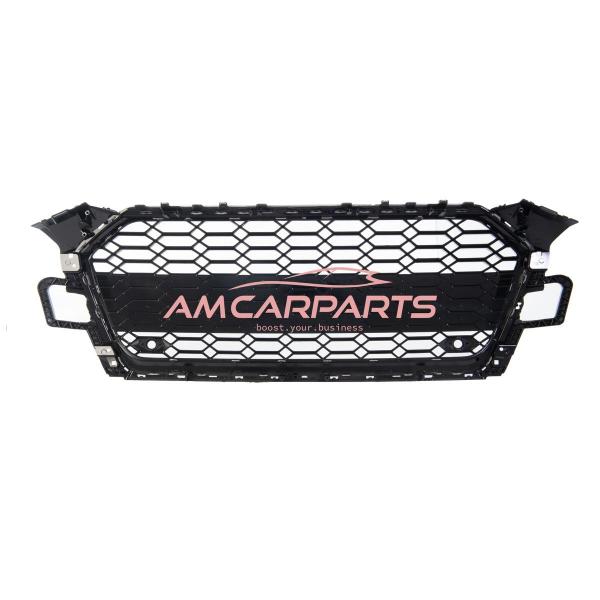 Upgrade Sportgrill / Kühlergrill für Audi A5 F5 Facelift 20-24 Hochglanz Schwarz / Matt Silber in Wabendesign