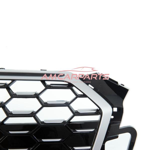 Upgrade Sportgrill / Kühlergrill für Audi A5 F5 Facelift 20-24 Hochglanz Schwarz / Matt Silber in Wabendesign