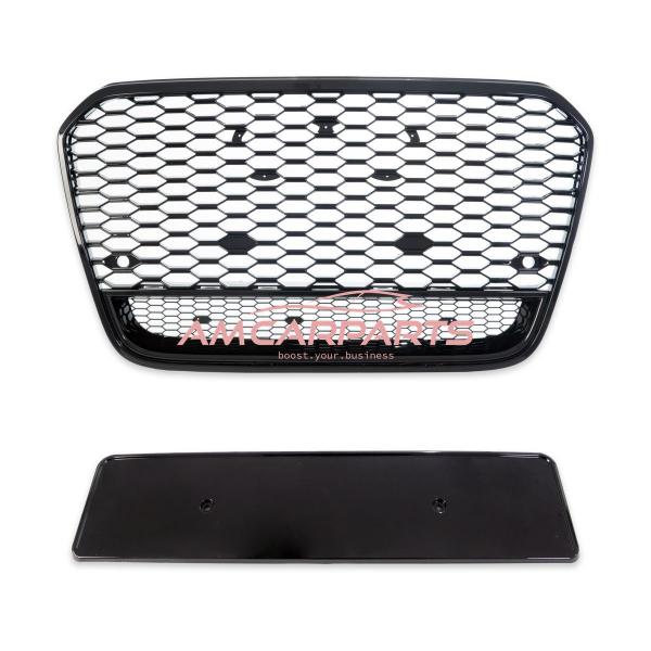 Upgrade "Plus" Sportgrill / Kühlergrill für Audi A6 C7 4G Facelift 15-18 Hochglanz Schwarz in Wabendesign