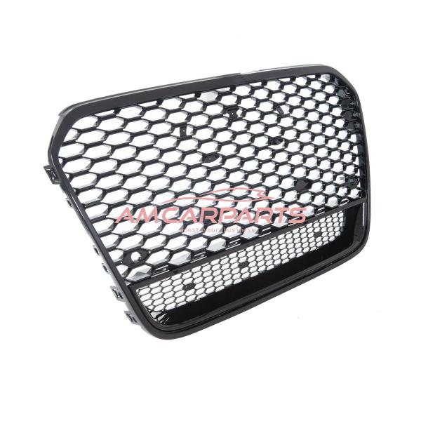 Upgrade "Plus" Sportgrill / Kühlergrill für Audi A6 C7 4G Facelift 15-18 Hochglanz Schwarz in Wabendesign