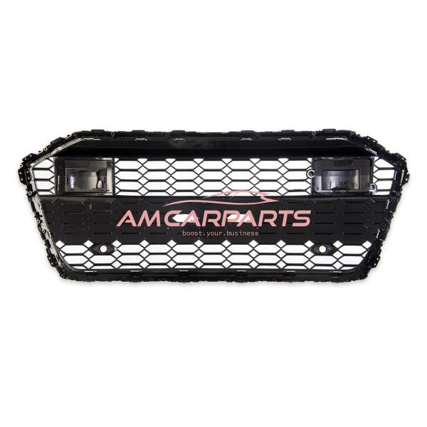 Upgrade Sportgrill / Kühlergrill für Audi A6 C8 4A 18-24 Hochglanz Schwarz / Matt Silber in Wabendesign