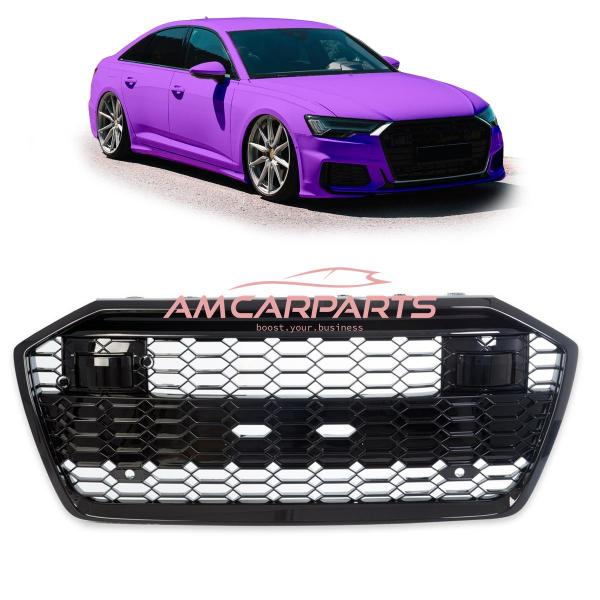 Upgrade Sportgrill / Kühlergrill für Audi A6 C8 4A 18-24 Hochglanz Schwarz in Wabendesign