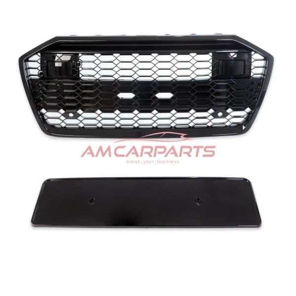 Upgrade Sportgrill / Kühlergrill für Audi A6 C8 4A 18-24 Hochglanz Schwarz in Wabendesign